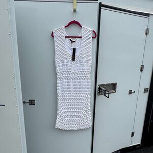 Cynthia Steffe White Crochet Knit Sheath Dress - Size L